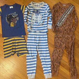 Lot of 3 Star Wars 4T 100 Hanna Andersson pajamas Wookie Glow in the dark, R2D2
